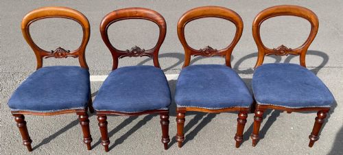 Set of Four Victorian Mahogany Balloon Back Dining Chairs