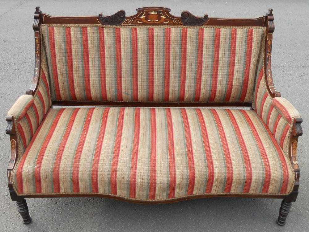 Edwardian Inlaid Mahogany Settee