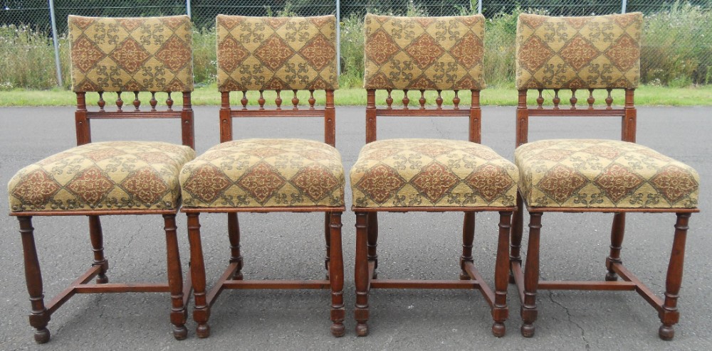 Set of Four Edwardian Walnut Dining Chairs 