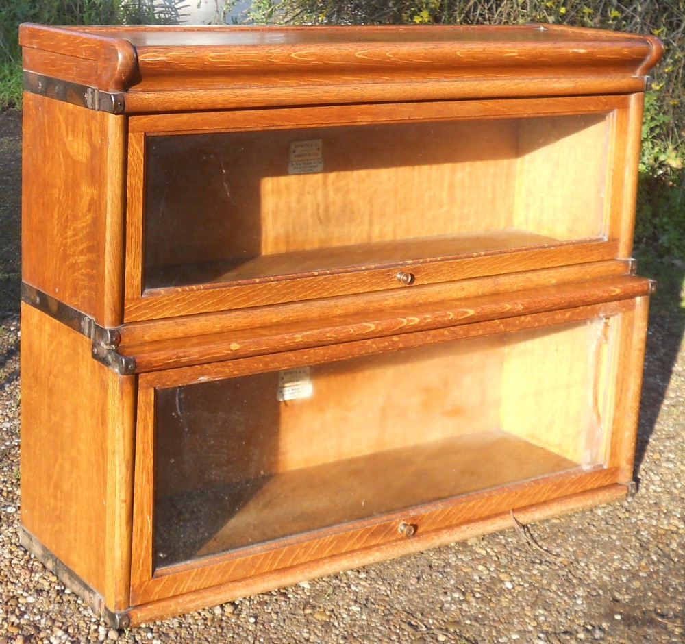 Globe Wernicke Two Stack Oak Bookcase. 