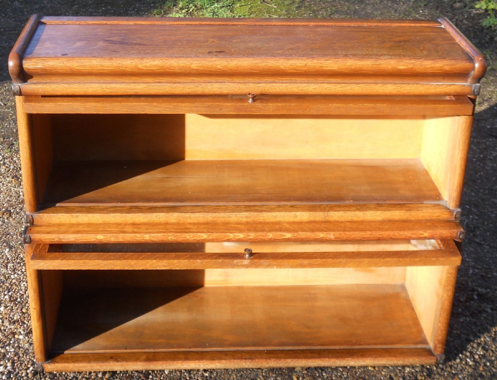 Globe Wernicke Two Stack Oak Bookcase.  View III