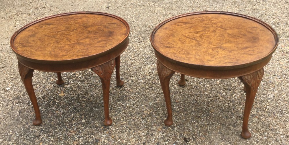 Pair Circular Walnut Coffee Table 