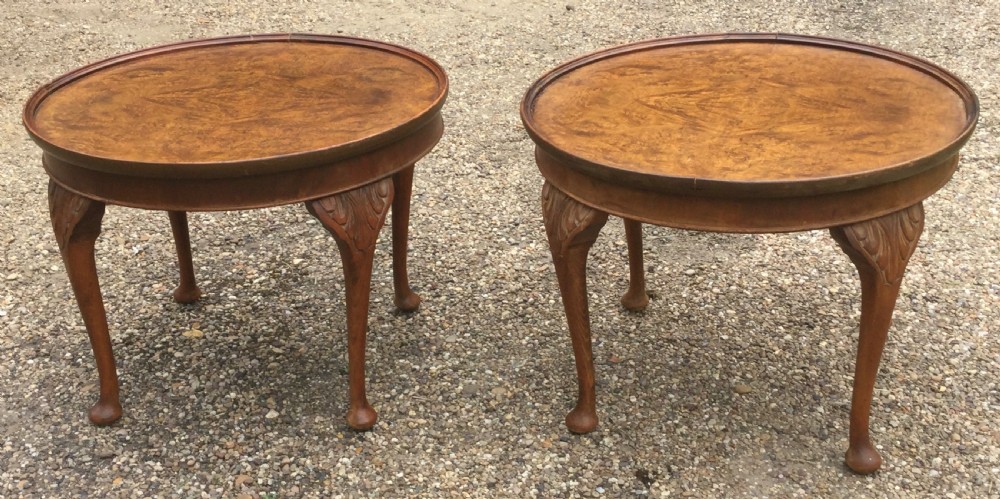 Pair Circular Walnut Coffee Table  View IV