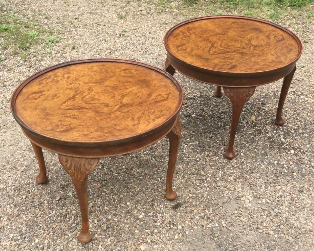 Pair Circular Walnut Coffee Table  View V