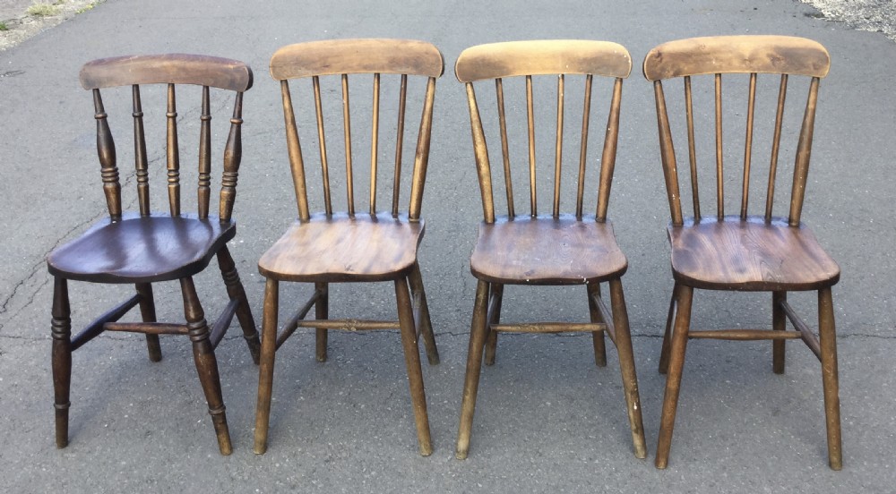 Four Victorian Elm Kitchen Chairs