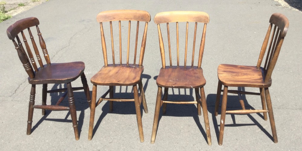 Four Victorian Elm Kitchen Chairs View VIII