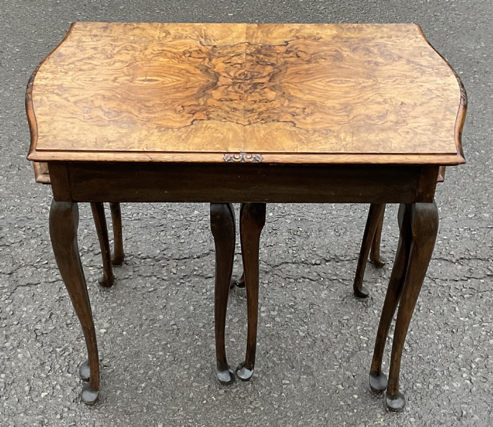 Burr Walnut Nest of Three Coffee Tables