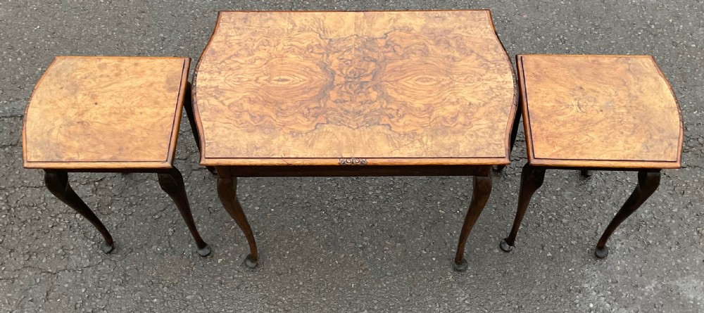 Burr Walnut Nest of Three Coffee Tables View V