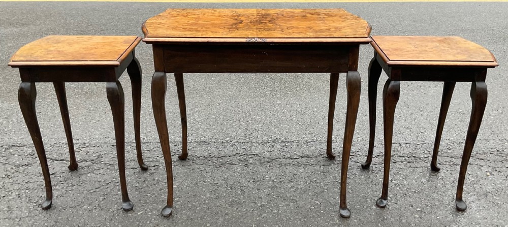 Burr Walnut Nest of Three Coffee Tables View VI