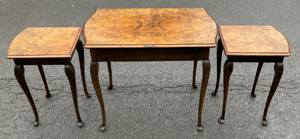 Burr Walnut Nest of Three Coffee Tables View VII