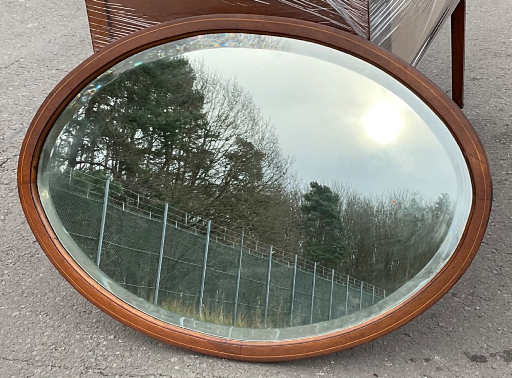 Edwardian Oval Inlaid Mahogany Wall Mirror View IV