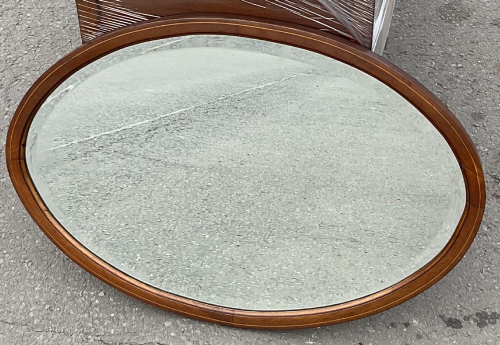 Edwardian Oval Inlaid Mahogany Wall Mirror View V