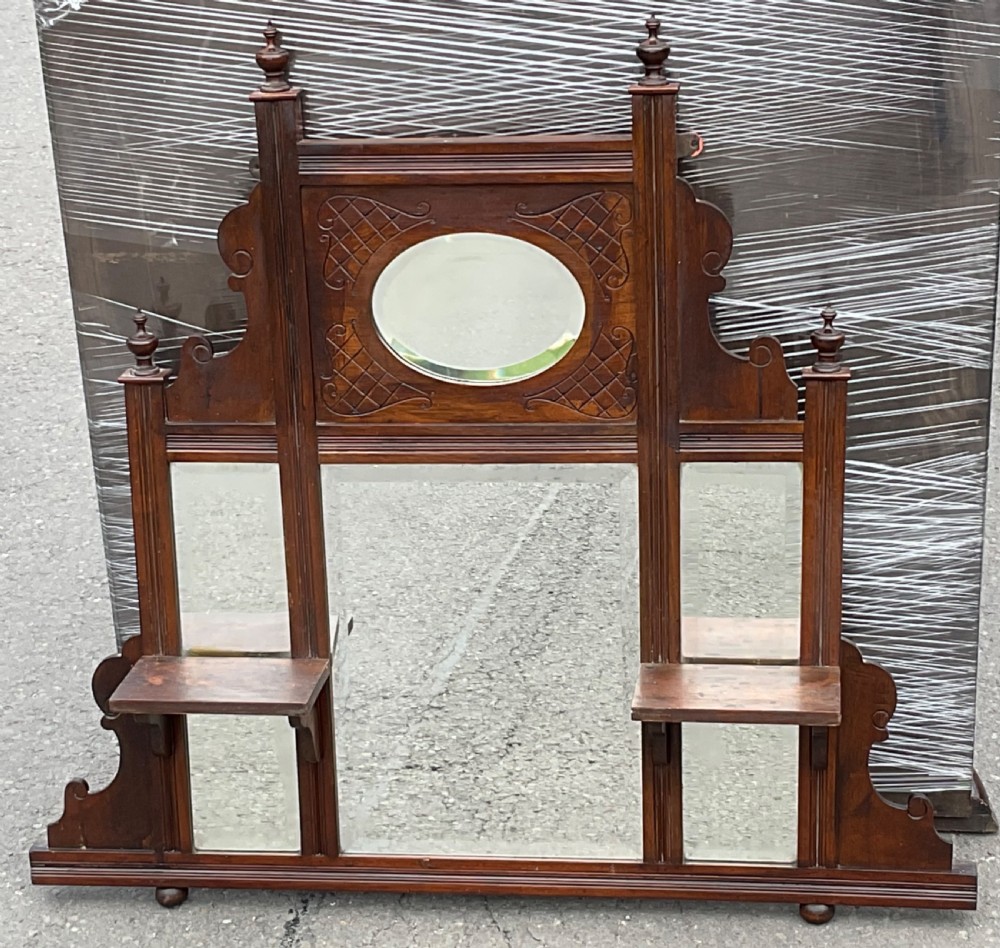 Edwardian Mahogany Overmantel Mirror 