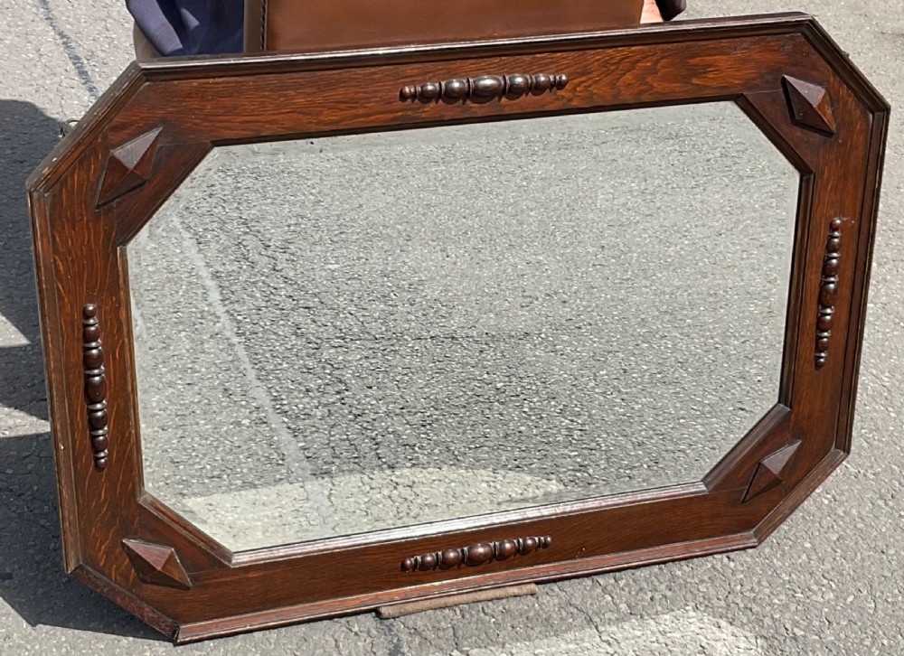 Rectangular Oak Framed Hanging Wall Mirror  View IV