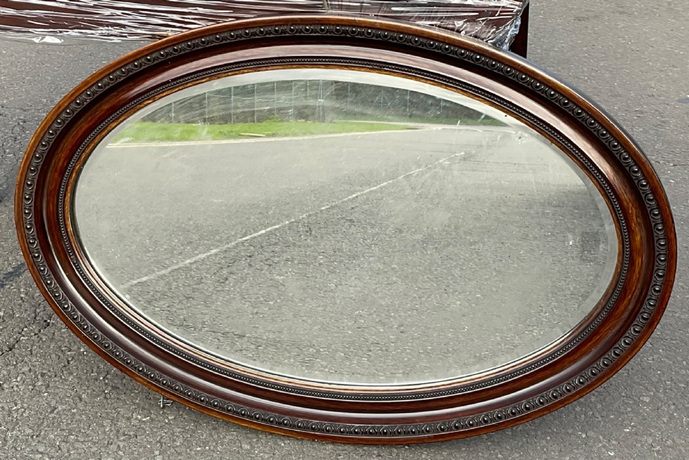 Wooden Framed Oval Wall Mirror  View II