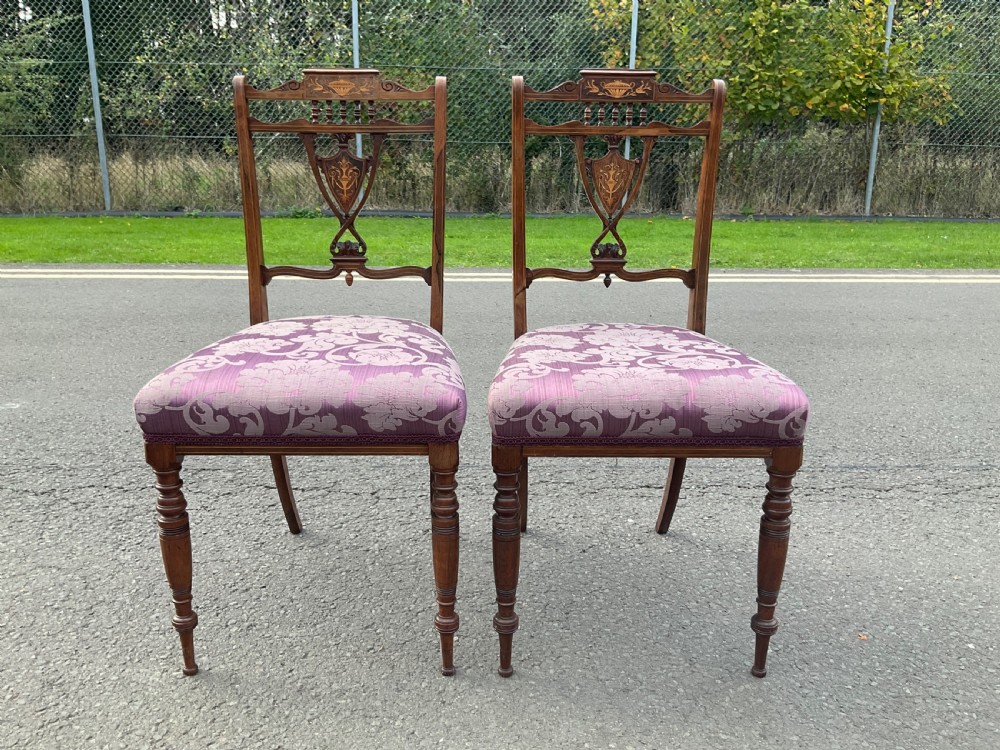Pair Edwardian Rosewood Side Chairs View II