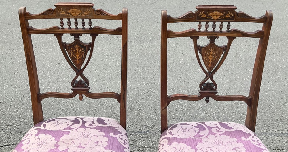 Pair Edwardian Rosewood Side Chairs View III