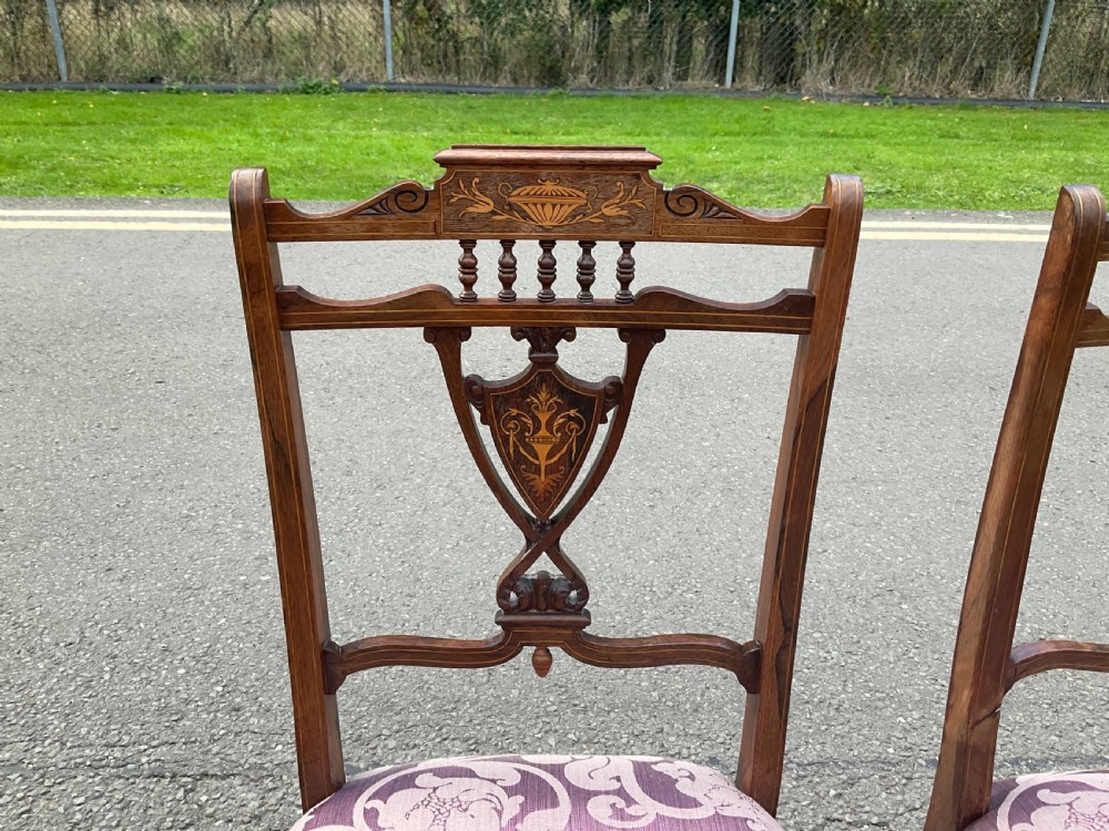 Pair Edwardian Rosewood Side Chairs View IV