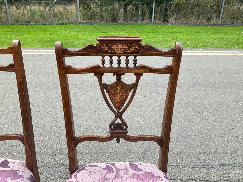 Pair Edwardian Rosewood Side Chairs View V