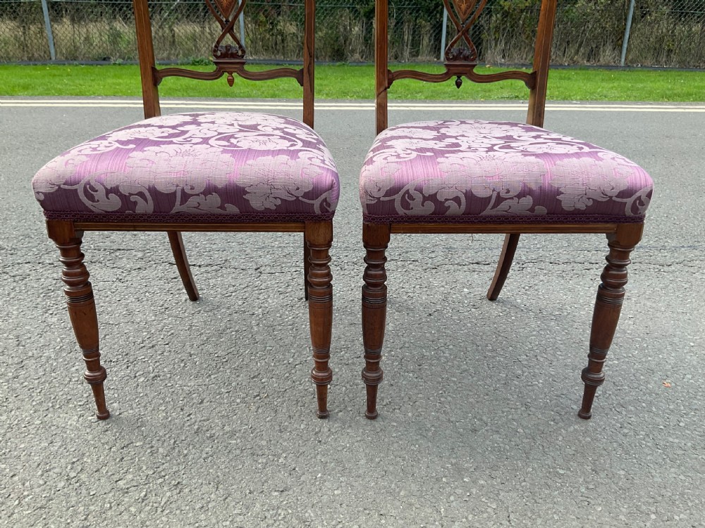 Pair Edwardian Rosewood Side Chairs View VI