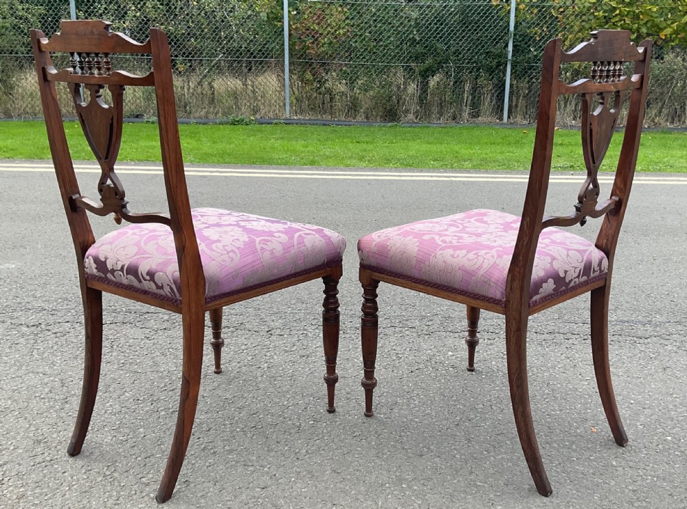 Pair Edwardian Rosewood Side Chairs View VII