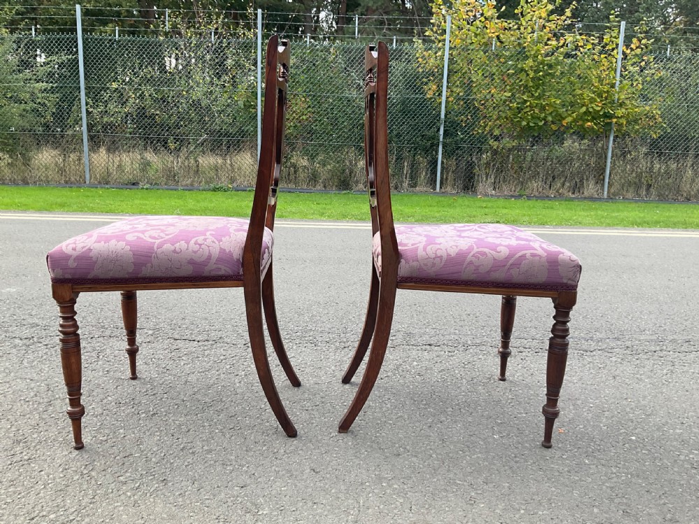 Pair Edwardian Rosewood Side Chairs View IX