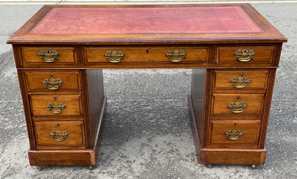 Edwardian Walnut Kneehole Writing Desk