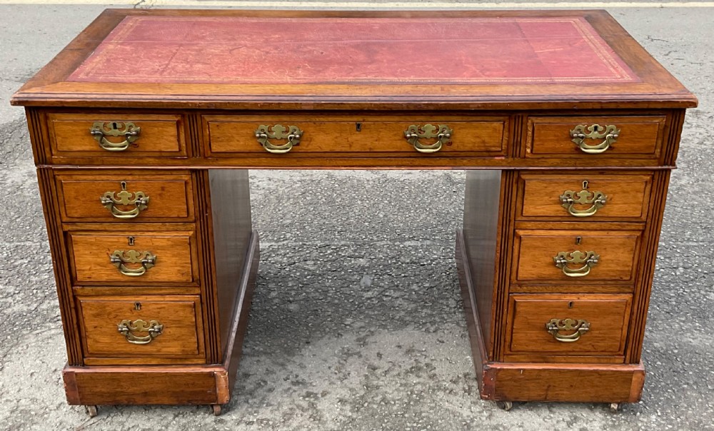 Edwardian Walnut Kneehole Writing Desk View II