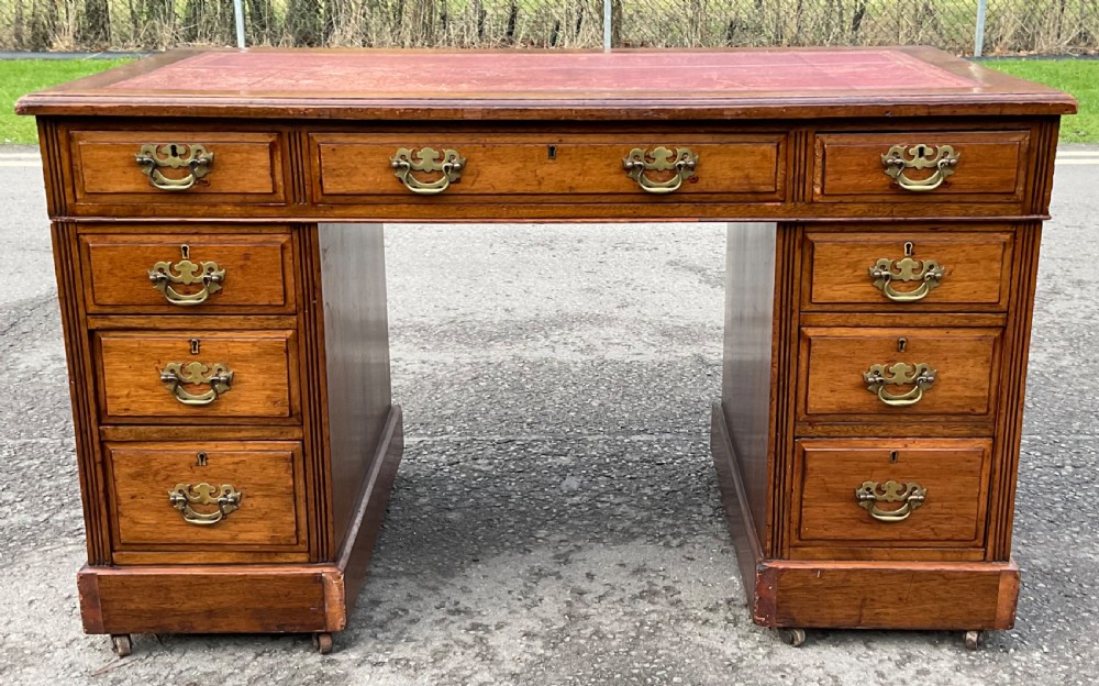 Edwardian Walnut Kneehole Writing Desk View III