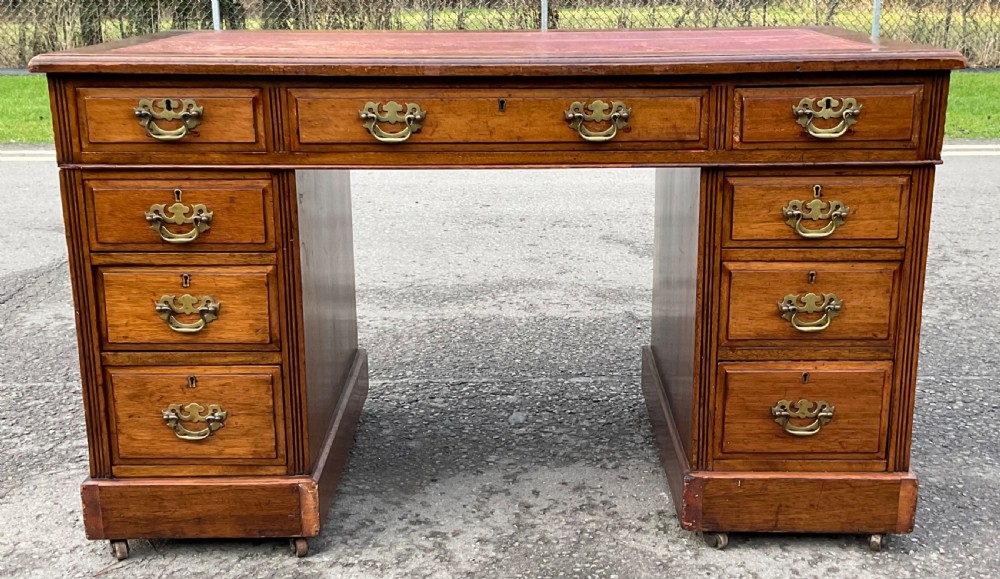 Edwardian Walnut Kneehole Writing Desk View V