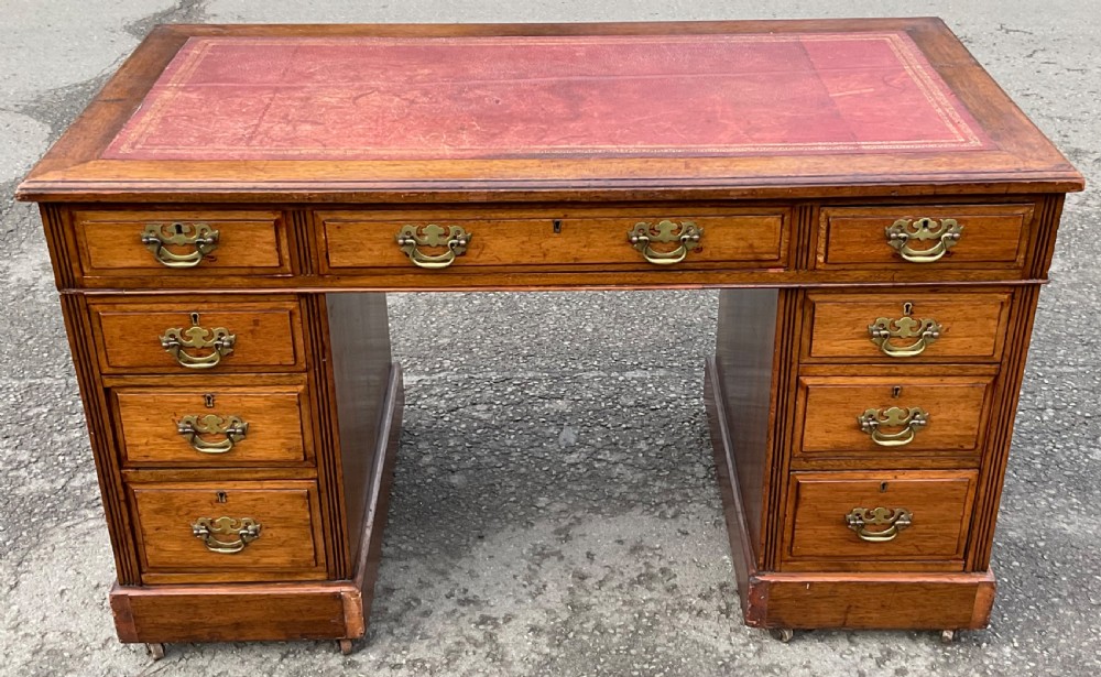 Edwardian Walnut Kneehole Writing Desk View VI