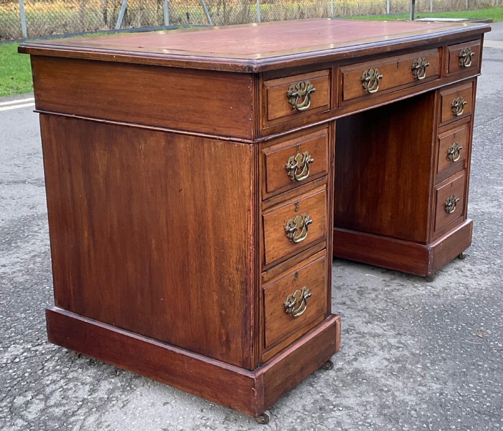 Edwardian Walnut Kneehole Writing Desk View VIII