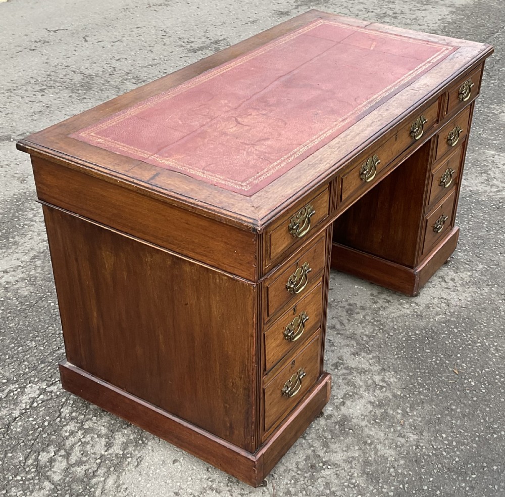 Edwardian Walnut Kneehole Writing Desk View IX