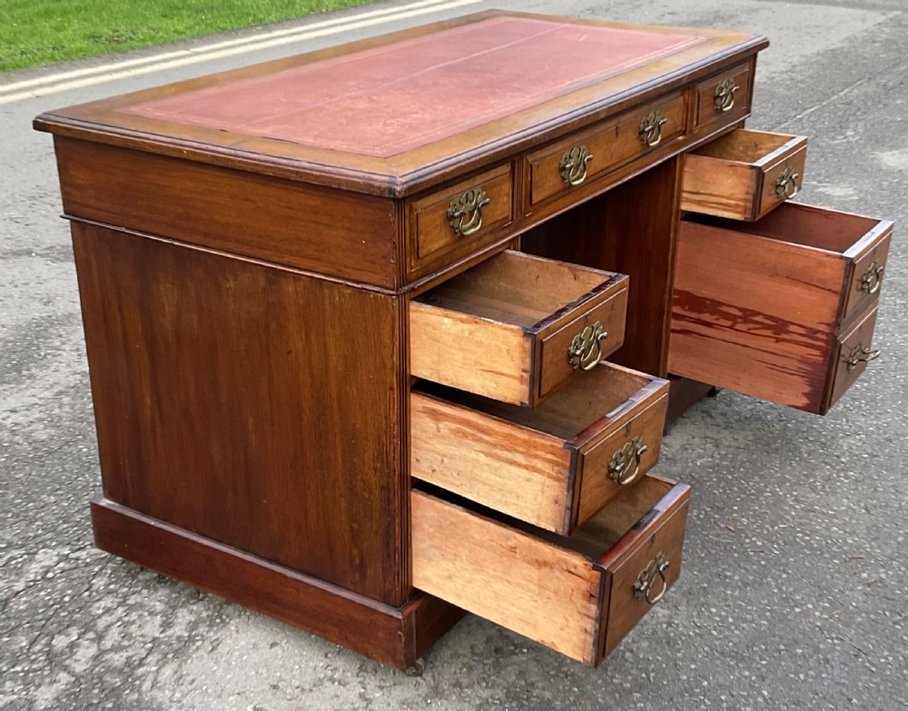 Edwardian Walnut Kneehole Writing Desk View XII