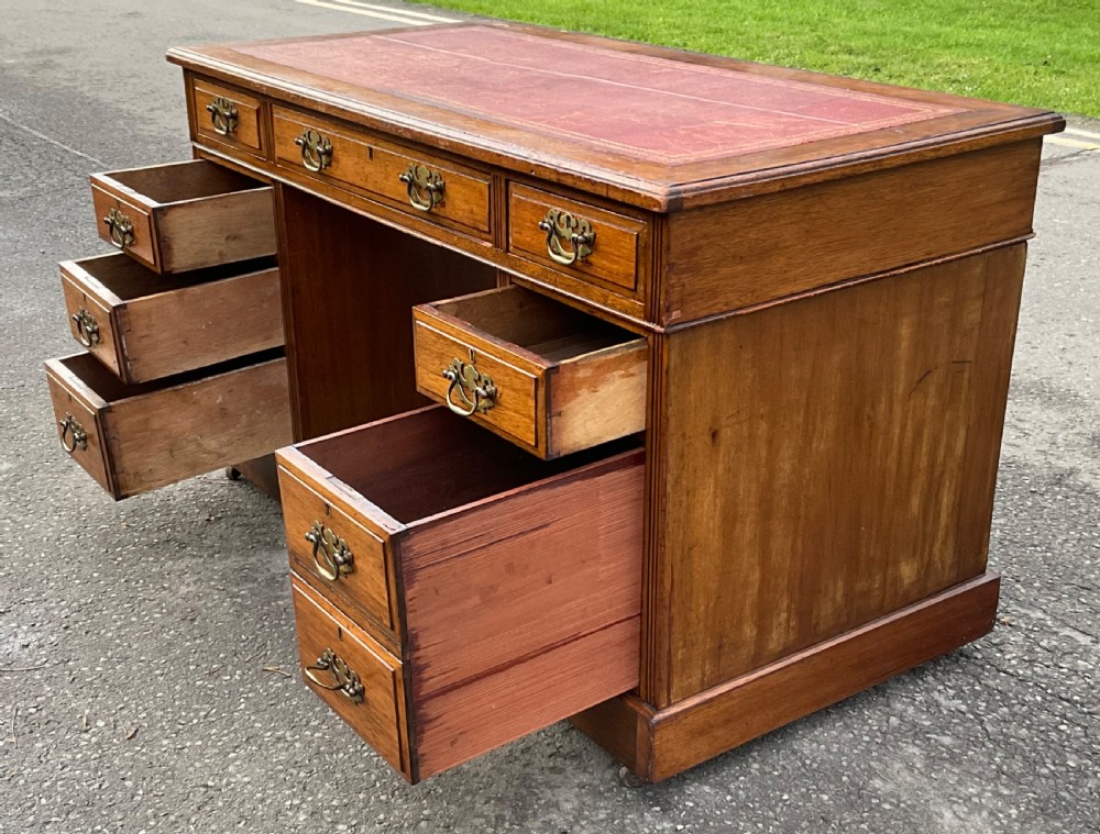 Edwardian Walnut Kneehole Writing Desk View XIII