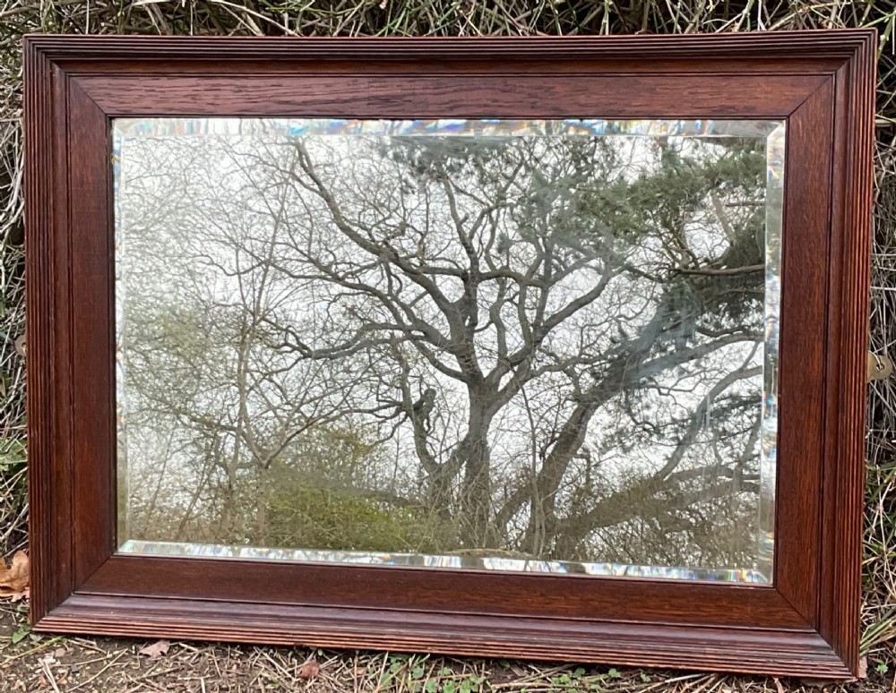 Large Oak Framed Hanging Wall Mirror 
