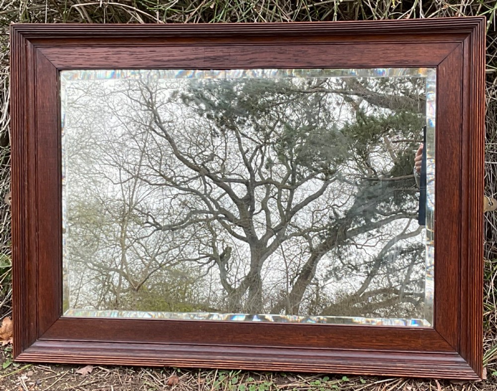 Large Oak Framed Hanging Wall Mirror  View II