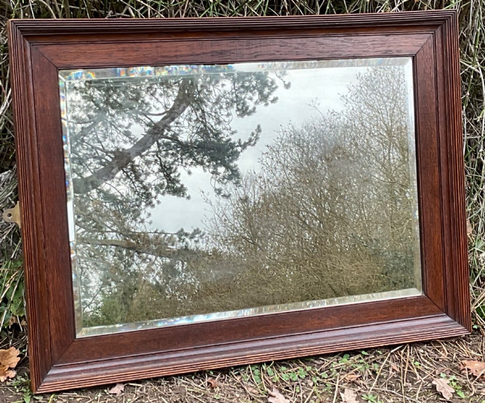 Large Oak Framed Hanging Wall Mirror  View III