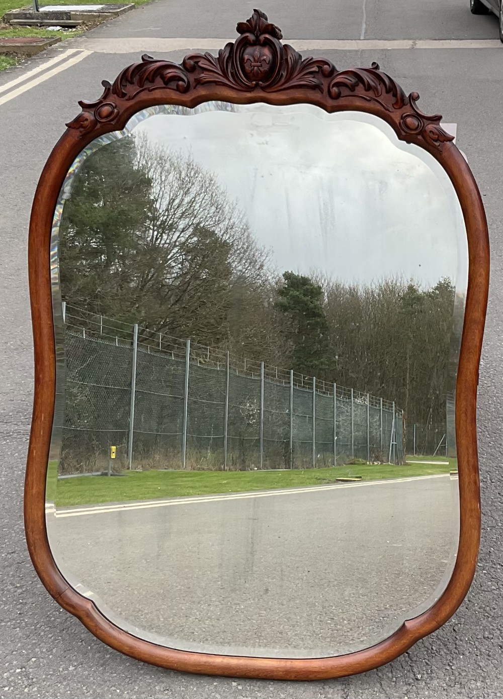 Victorian Large Mahogany Framed Hanging Wall Mirror 
