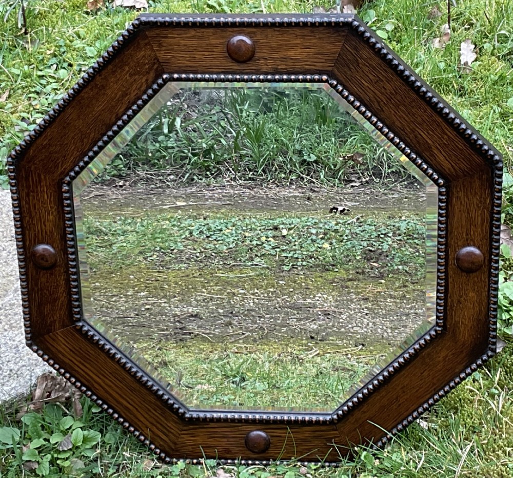 Octagonal Oak Framed Wall Mirror  View II
