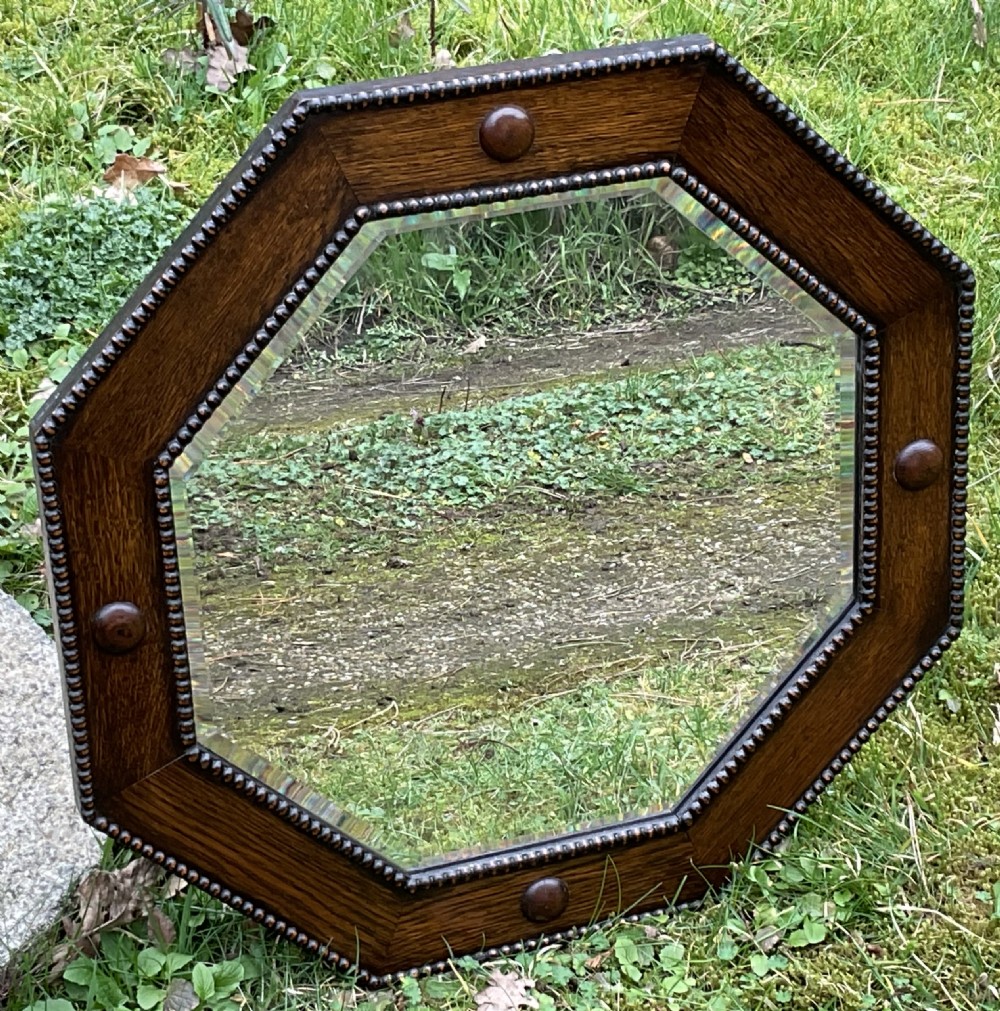 Octagonal Oak Framed Wall Mirror  View III