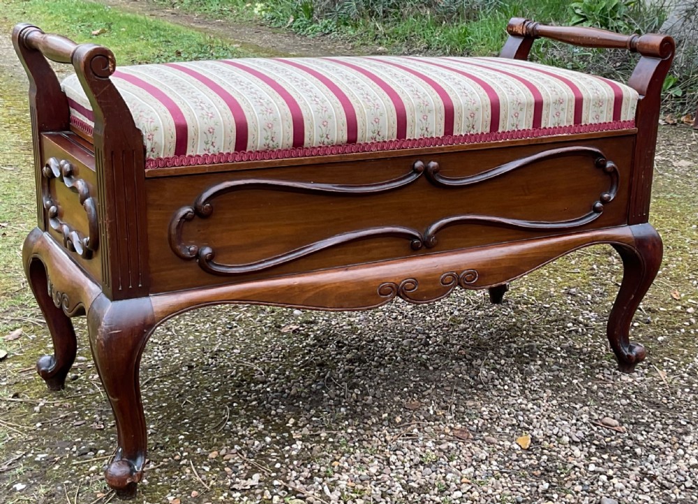 Edwardian Mahogany Duet Piano Stool View V