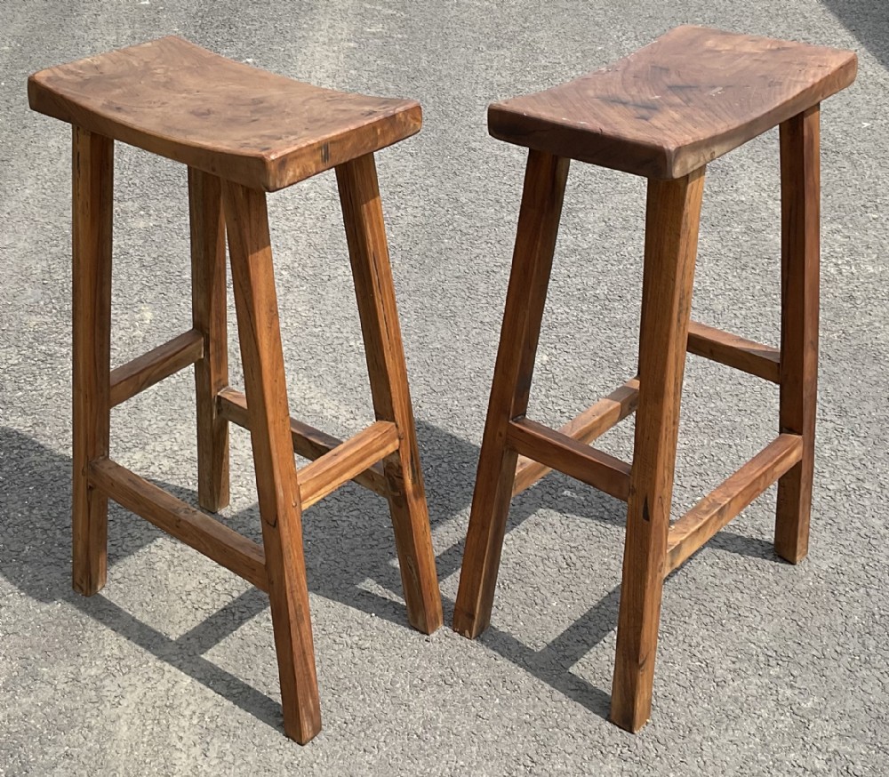 Pair Elm Seated High Stools