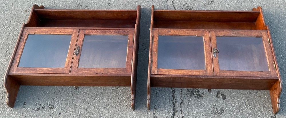 Pair of Oak Hanging Bookshelves