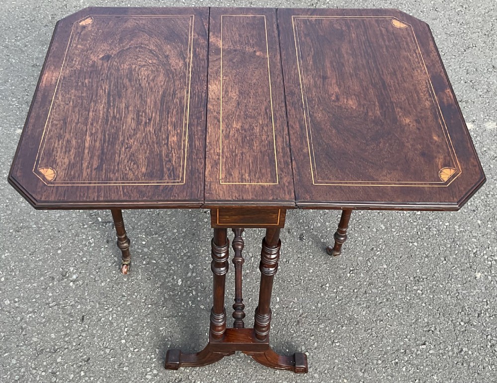 Edwardian Inlaid Mahogany Dropleaf Coffee Table 