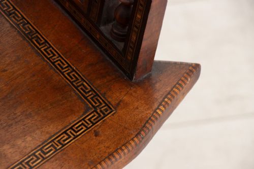 ANTIQUE MIDDLE EASTERN CHAIR WITH EXTENSIVE GEOMETRIC INLAY FRETWORK C1900 - ADDITIONAL PHOTO 4