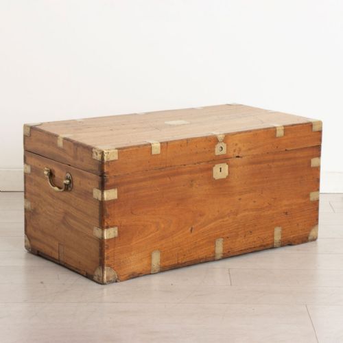 solid camphor wood campaign trunk c1900 - CATEGORY: ANTIQUE CHESTS - DATED 1900