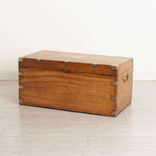 SOLID CAMPHOR WOOD CAMPAIGN TRUNK C1900 - ADDITIONAL PHOTO 2