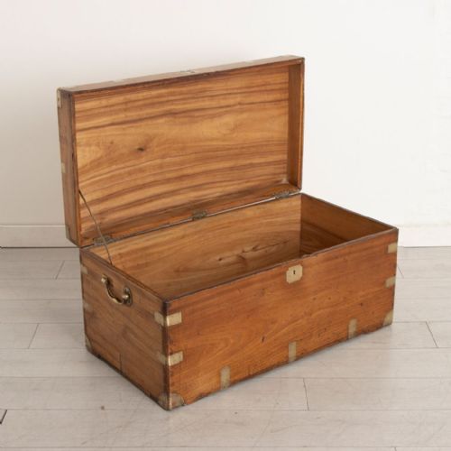 SOLID CAMPHOR WOOD CAMPAIGN TRUNK C1900 - ADDITIONAL PHOTO 3