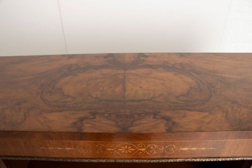 VICTORIAN WALNUT BREAKFRONT OPEN BOOKCASE WITH MARQUETRY BOXWOOD INLAY BRASS MOUNTS C1880 - ADDITIONAL PHOTO 6